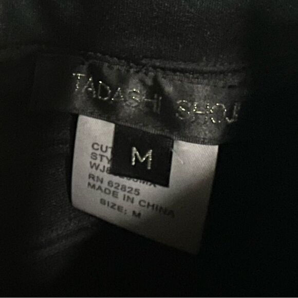 TADASHI SHOJI  Black V Neck Bodycon Long Sleeve Mesh MIDI Dress Womens Size M - Picture 2 of 6